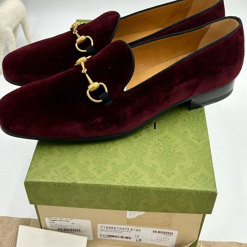 Men’s Gucci Horsebit velvet loafers size 12 fits 13 US made in Italy - Picture 5 of 12